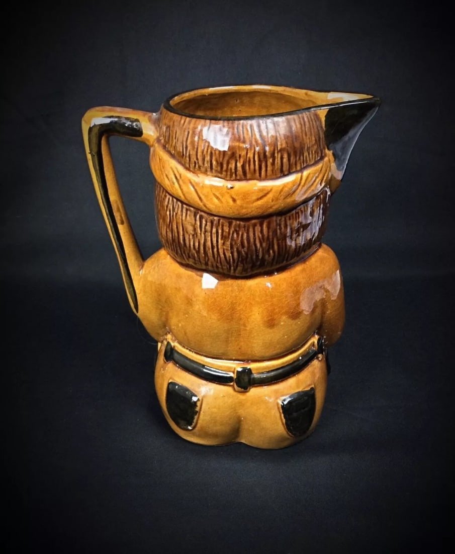 Charming Enameled and Crackled Terracotta Pitcher Depicting a Woman - 6