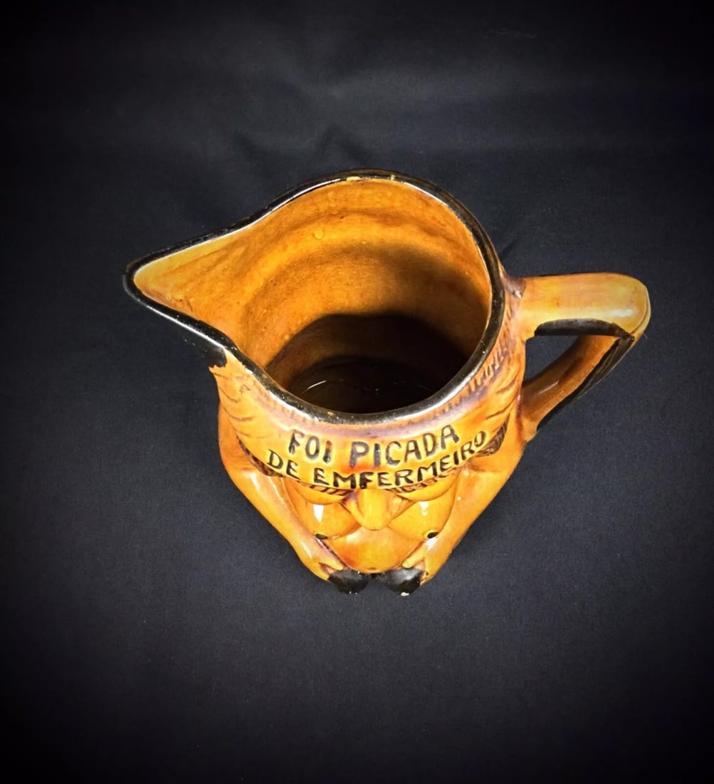 Charming Enameled and Crackled Terracotta Pitcher Depicting a Woman - 8