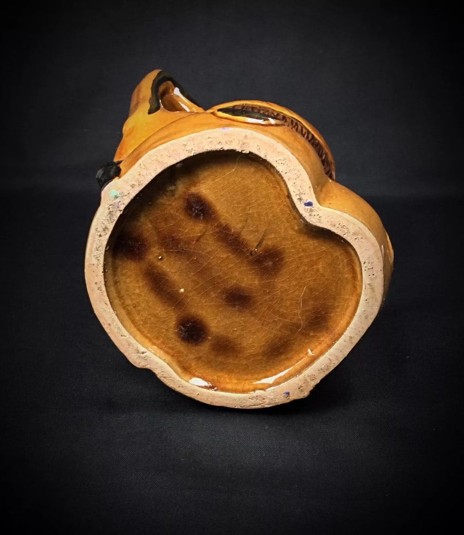 Charming Enameled and Crackled Terracotta Pitcher Depicting a Woman - 9