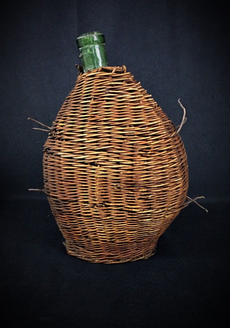 Vintage 20th-Century Demijohn Bottle with Wicker Cover – No Cork - 2