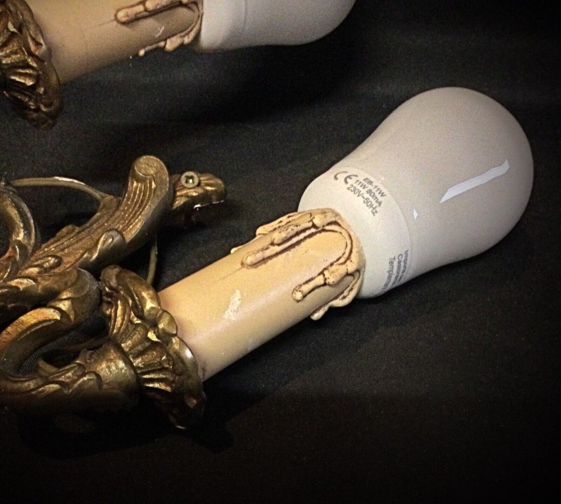 Vintage Two-Arm Brass Wall Sconce – 1940s Decorative Design - 6