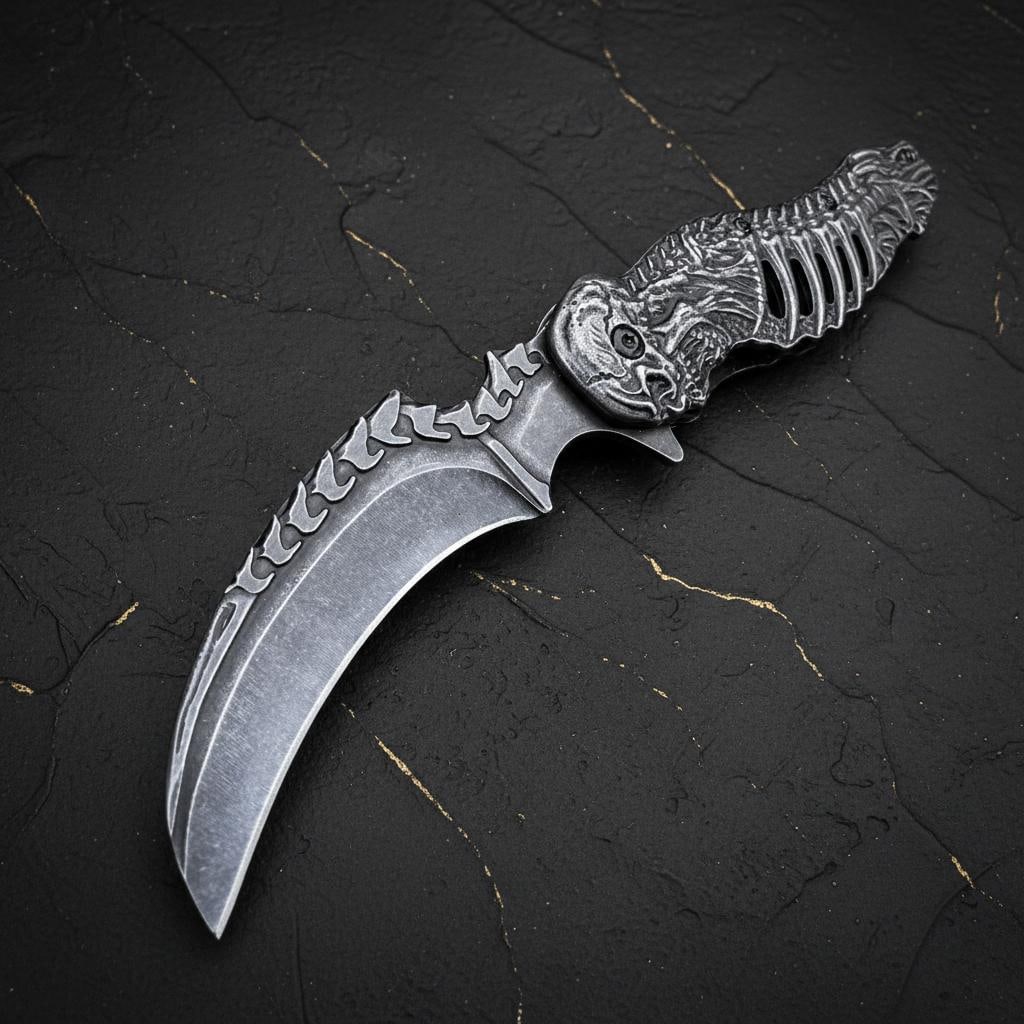 Grim Reaper Skull Spring Assist Pocket Knife 8.25 Inch Tactical Stonewash (1 of 6)