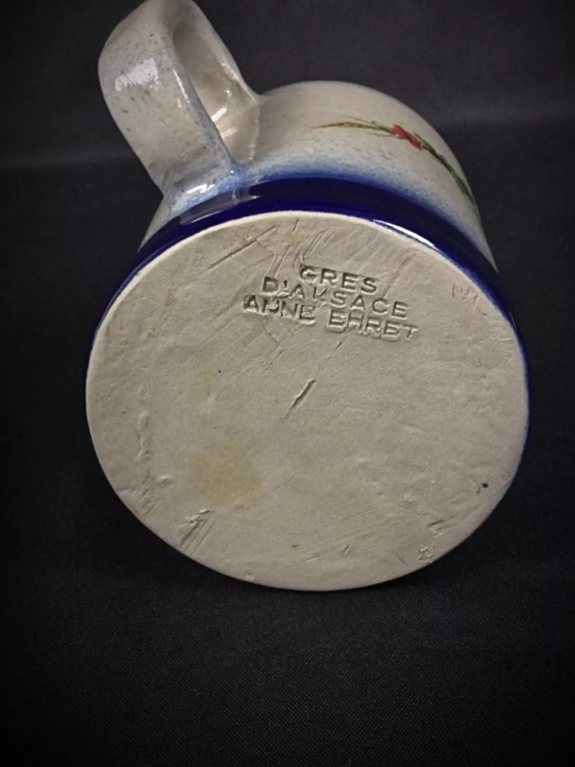 Charming Alsace Stoneware Mug – Signed by Anne Ehret - 6