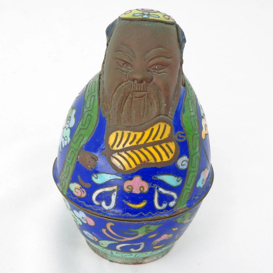 Qing Chinese Yi Xing and Cloisonne Box: Title:Qing Chinese Yi Xing and Cloisonne BoxSize:2 ¾ in (7.0 cm) diameter x 4 ¼ in (10.8 cm) tall. Reserve: $165.00 Shipping:Domestic: Flat-rate of $16.00 to anywhere within the