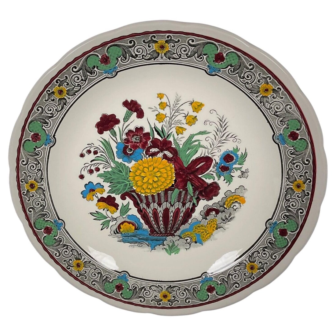 Large Vintage Handcrafted Floral Faience Plate by Boch Holland (1 of 8)