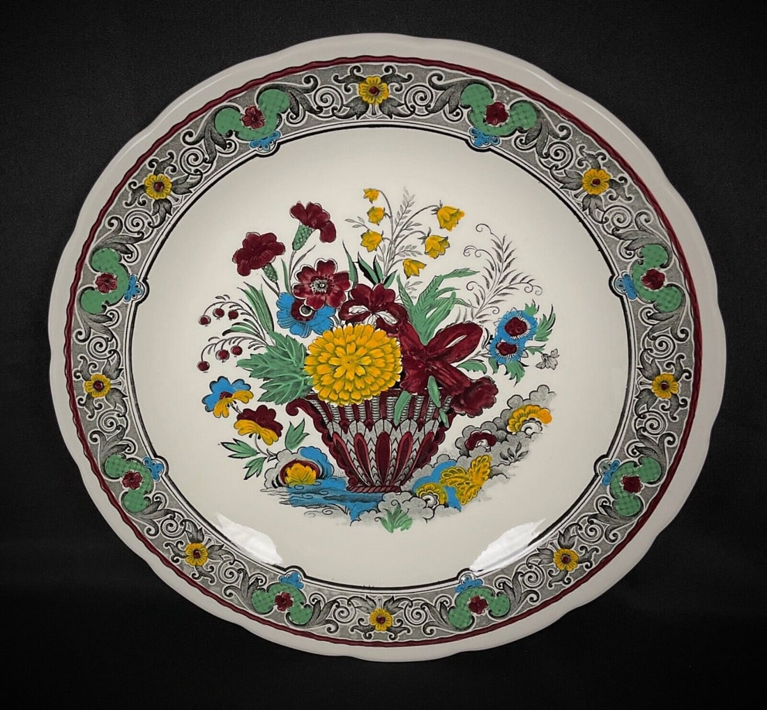 Large Vintage Handcrafted Floral Faience Plate by Boch Holland - 2