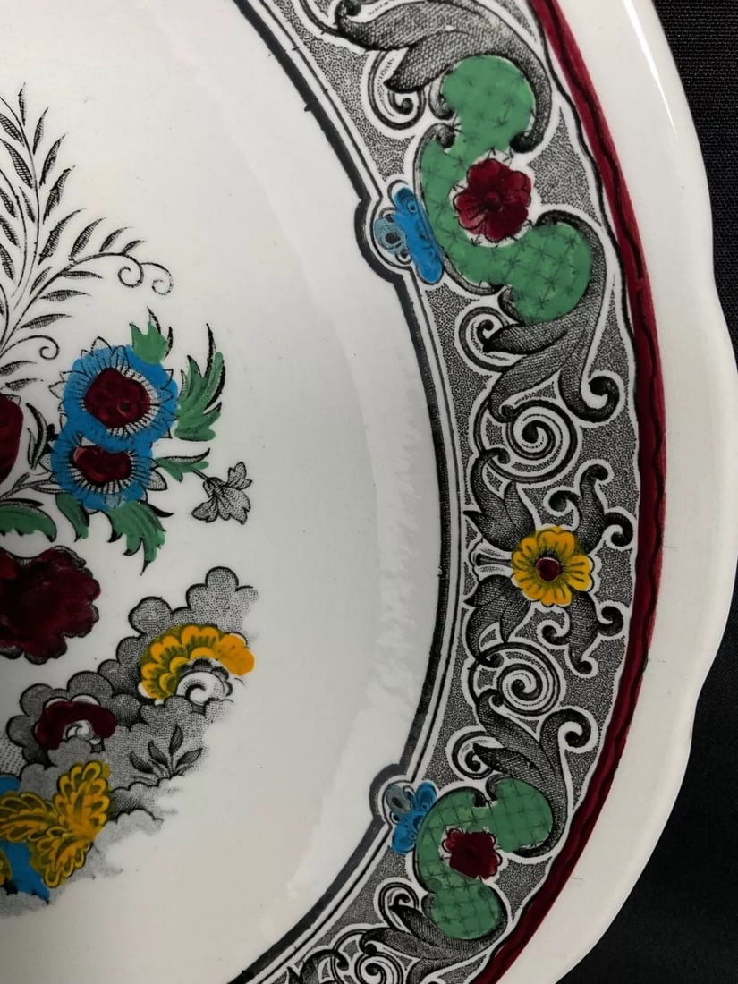 Large Vintage Handcrafted Floral Faience Plate by Boch Holland - 3