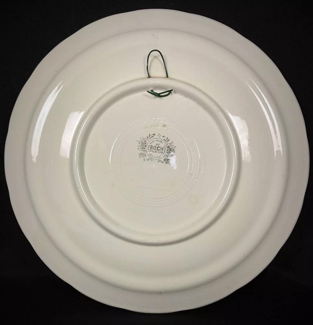 Large Vintage Handcrafted Floral Faience Plate by Boch Holland - 8
