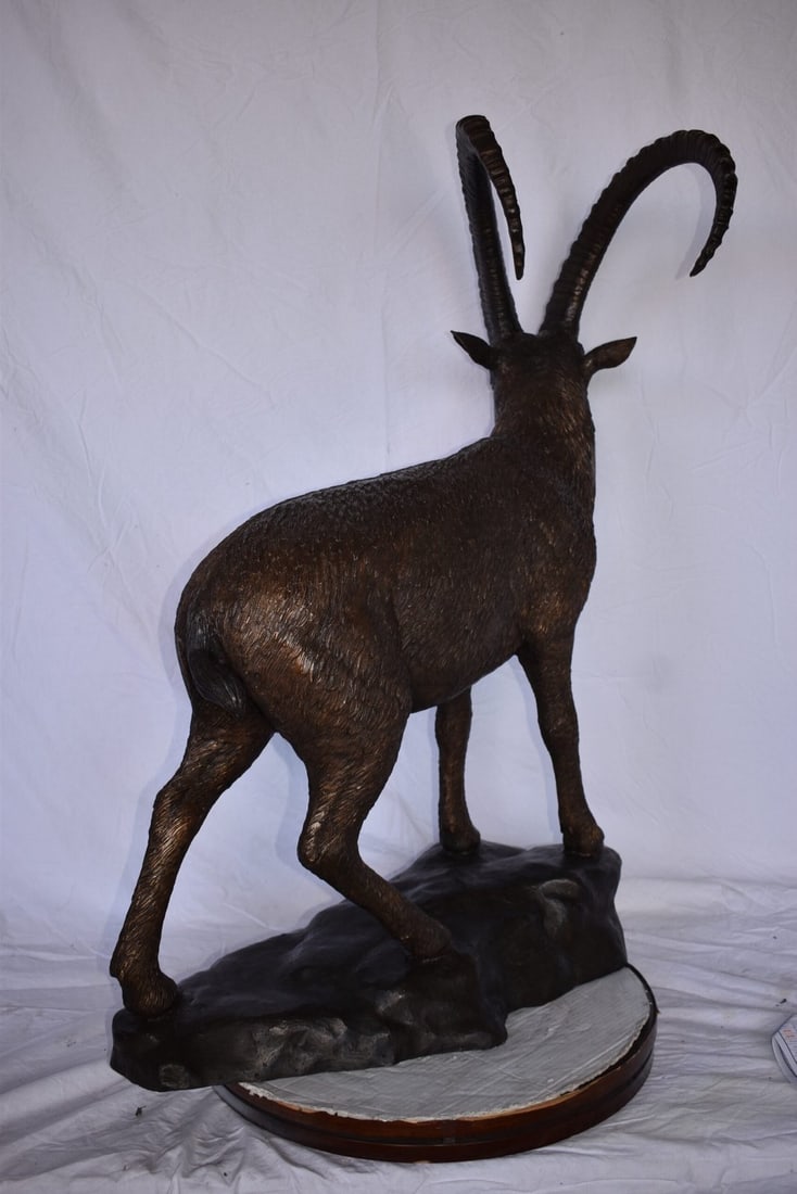 Standing Lifesize Mountain Goat Bronze Statue - Size: 22"L x 36"W x 48"H. - 7