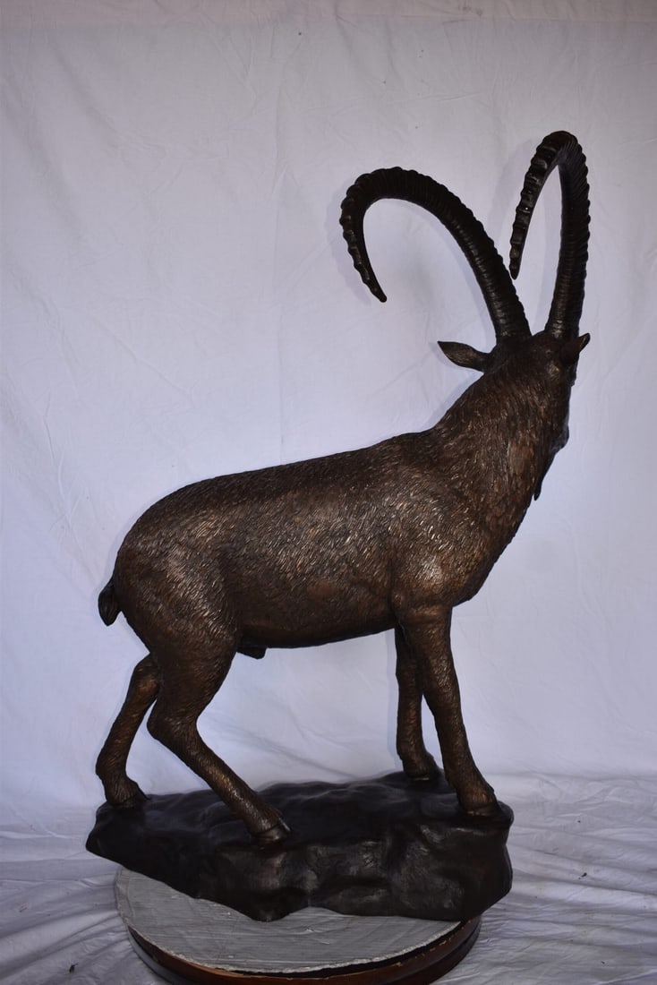 Standing Lifesize Mountain Goat Bronze Statue - Size: 22"L x 36"W x 48"H. - 9