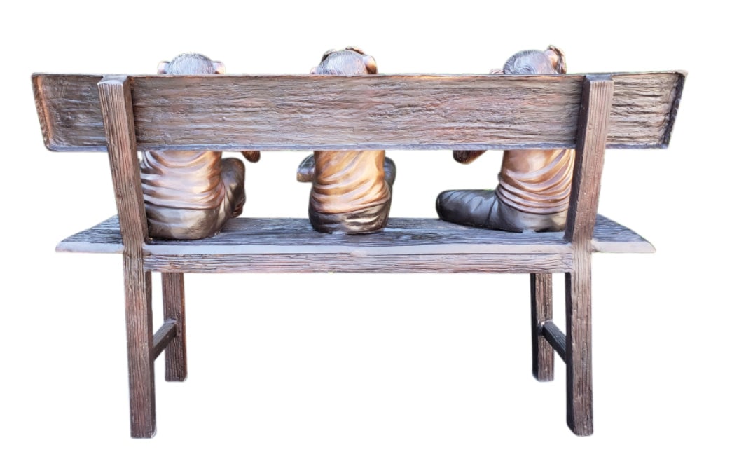 Three Wise Monkeys on a Bench two tones bronze - Size: 45"L x 19"W x 30"H - 7