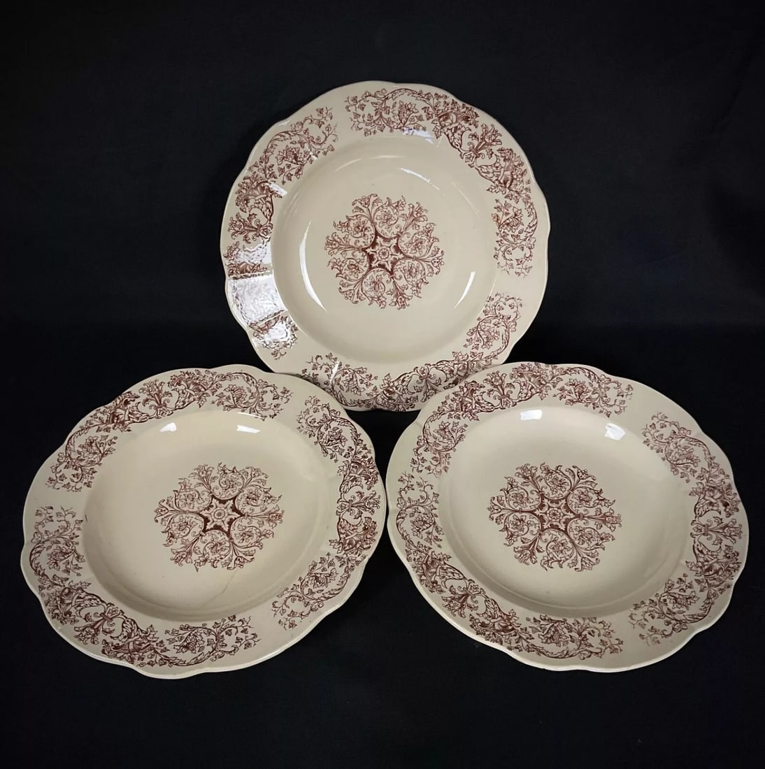 Antique 19th Century Set of 6 Longchamp Bella Pattern Deep Plates - 11