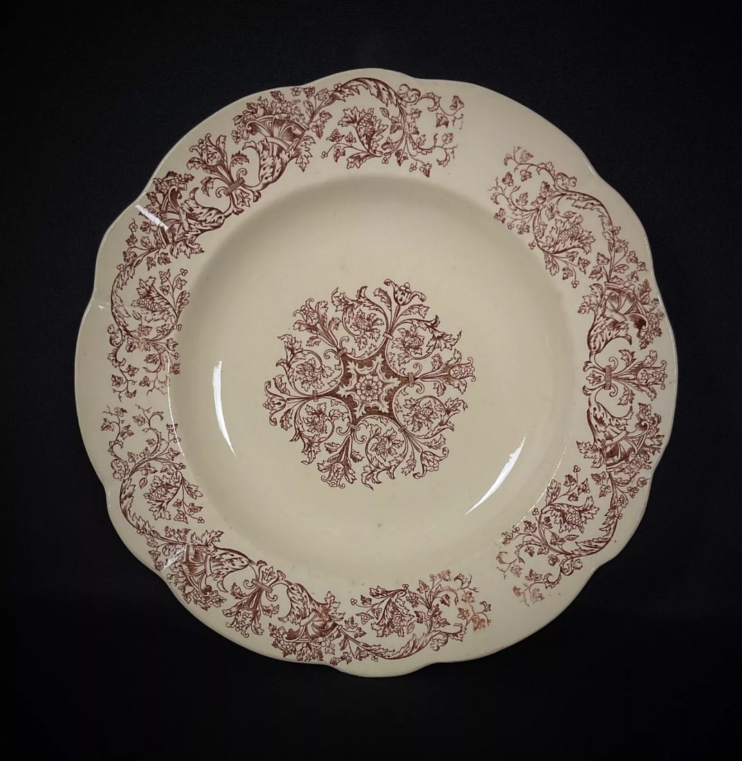 Antique 19th Century Set of 6 Longchamp Bella Pattern Deep Plates - 13