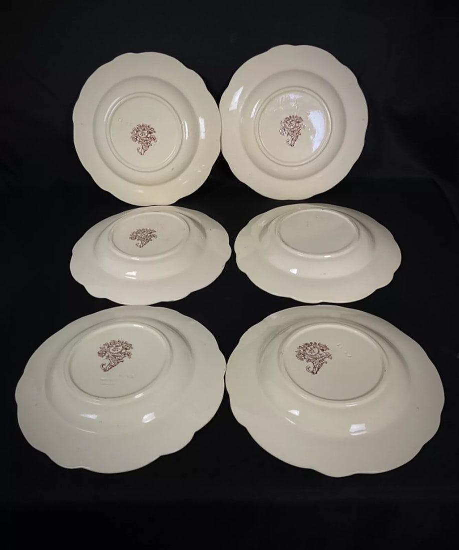 Antique 19th Century Set of 6 Longchamp Bella Pattern Deep Plates - 7