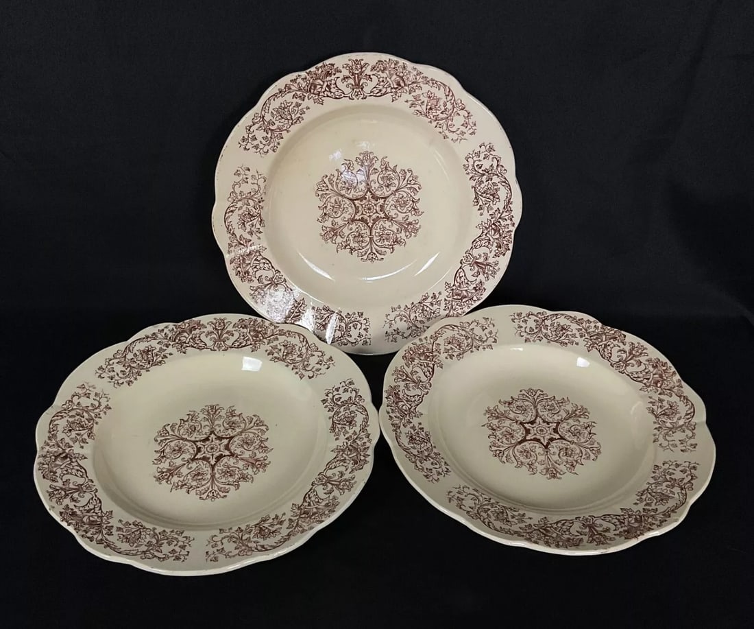 Antique 19th Century Set of 6 Longchamp Bella Pattern Deep Plates - 8