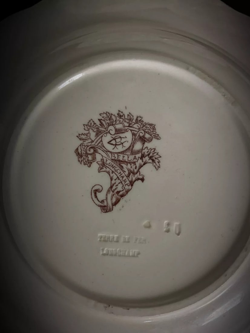 Antique 19th Century Set of 6 Longchamp Bella Pattern Deep Plates - 9