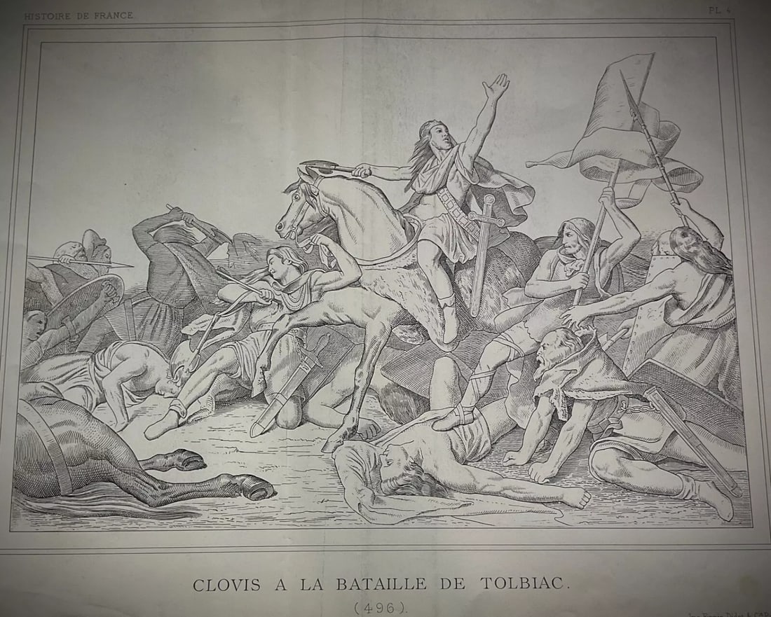 Late 19th-Century French Engraving, "Clovis at the Battle of Tolbiac" - 10