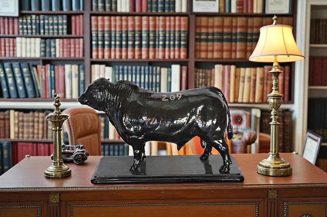 Bull Standing on a Marble base Bronze Statue - Size: 19"L x 8"W x 13"H. - 3
