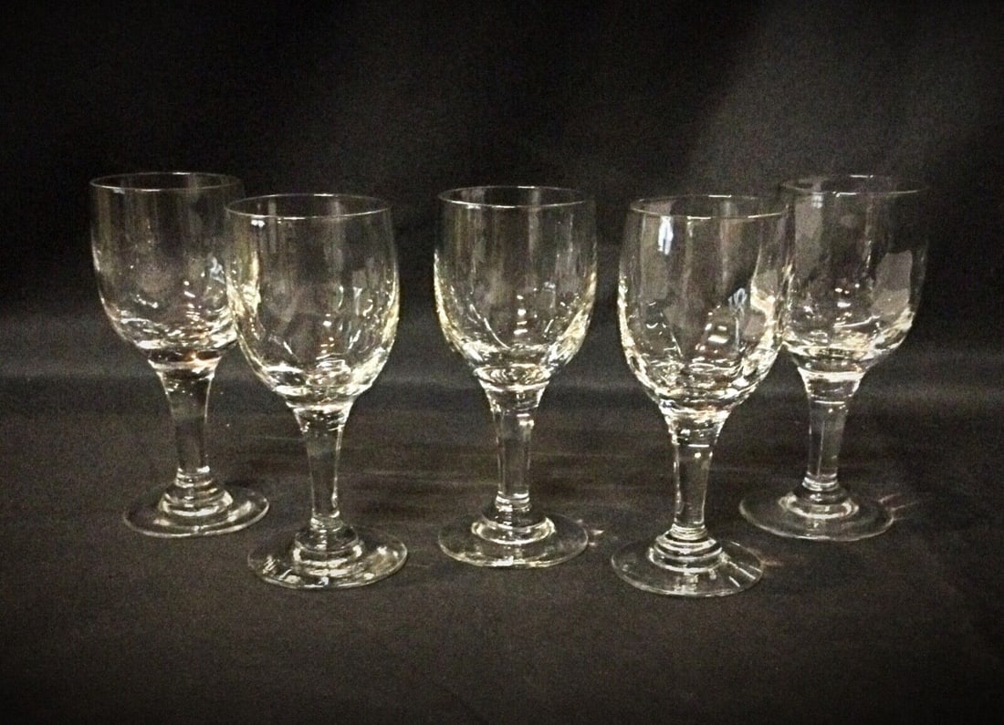 Lot of 5 Crystal Wine Glasses - Mid 20th Century - 2
