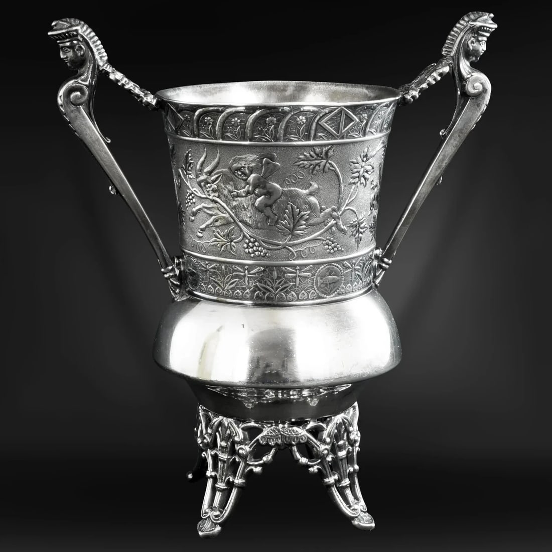 Rockford Victorian Sugar Fairies Riding Goats: Title:Rockford Victorian Sugar Fairies Riding GoatsSize:5 ¾ in (14.6 cm) wide x 3 in (7.6 cm) diameter x 6 ¾ in (17.1 cm) tall. Reserve: $85.00 Shipping:Domestic: Flat-rate of $14.00