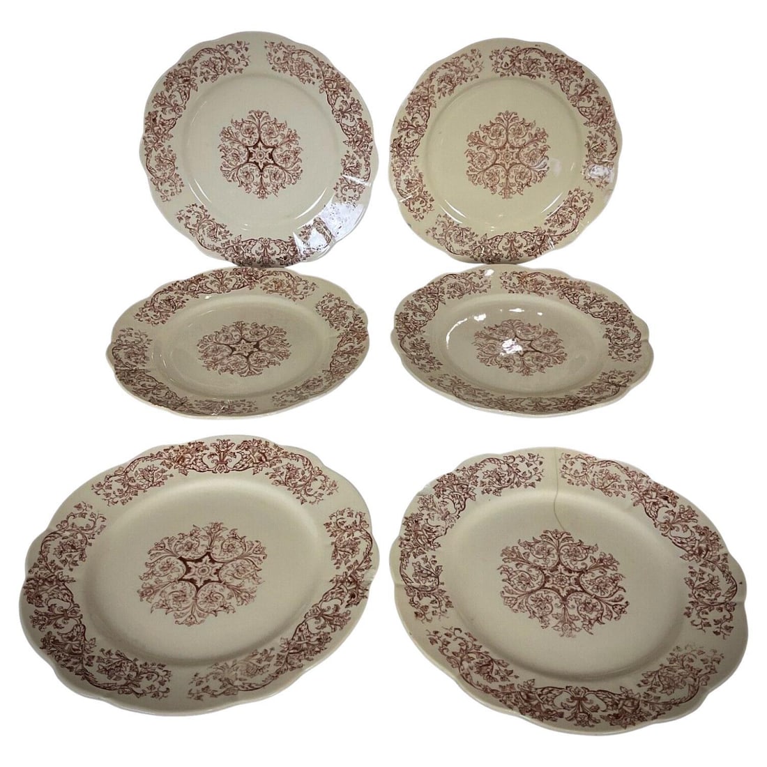 Late 19th-Century Set of 6 Longchamp "Bella" Ironstone Dinner Plates: Title:Late 19th-Century Set of 6 Longchamp "Bella" Ironstone Dinner PlatesOrigin:FranceDimension:Height: 0.99 in (2.5 cm)Diameter: 9.85 in (25 cm)Materials:IronstoneYear:Late 19th