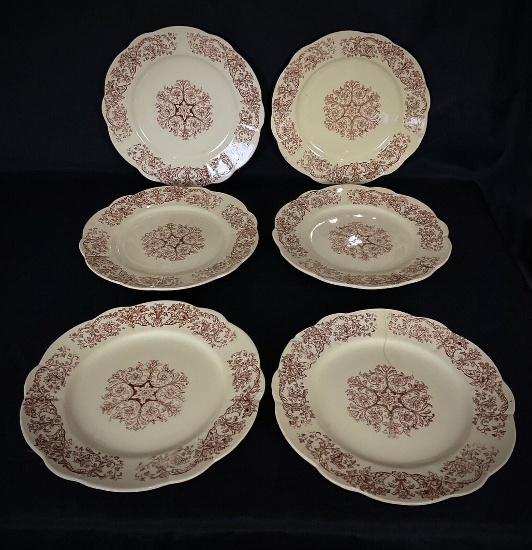 Late 19th-Century Set of 6 Longchamp "Bella" Ironstone Dinner Plates - 2