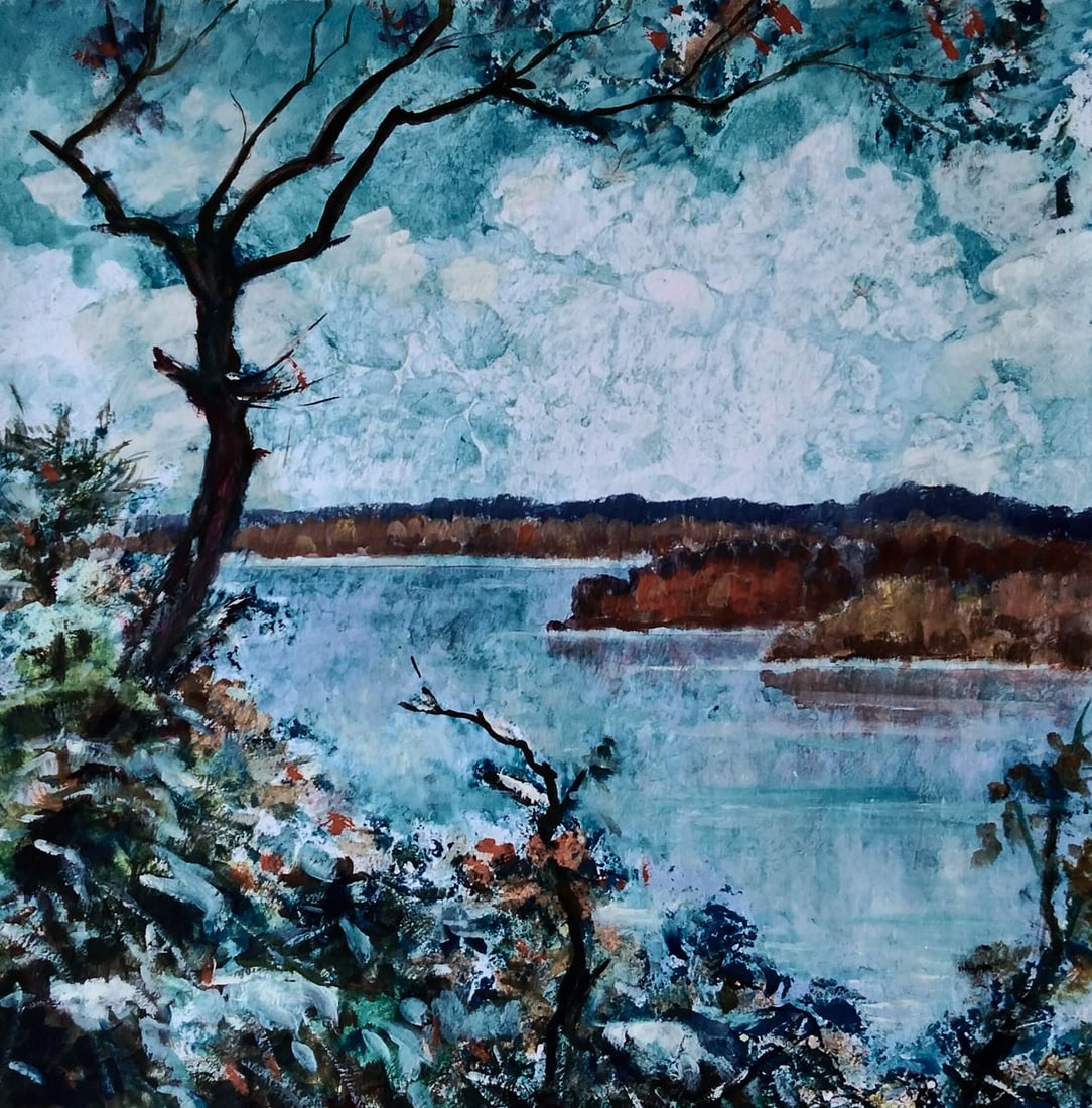 Oil painting River winding through walking field Vitaly Duhnevich (1 of 5)