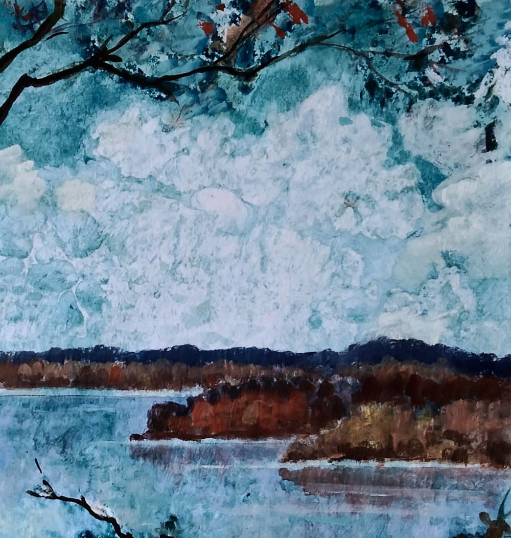 Oil painting River winding through walking field Vitaly Duhnevich - 3