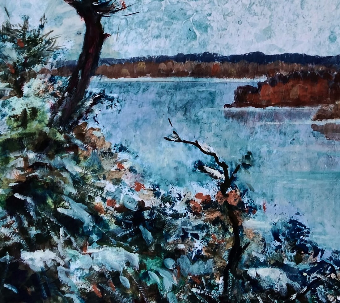 Oil painting River winding through walking field Vitaly Duhnevich - 4