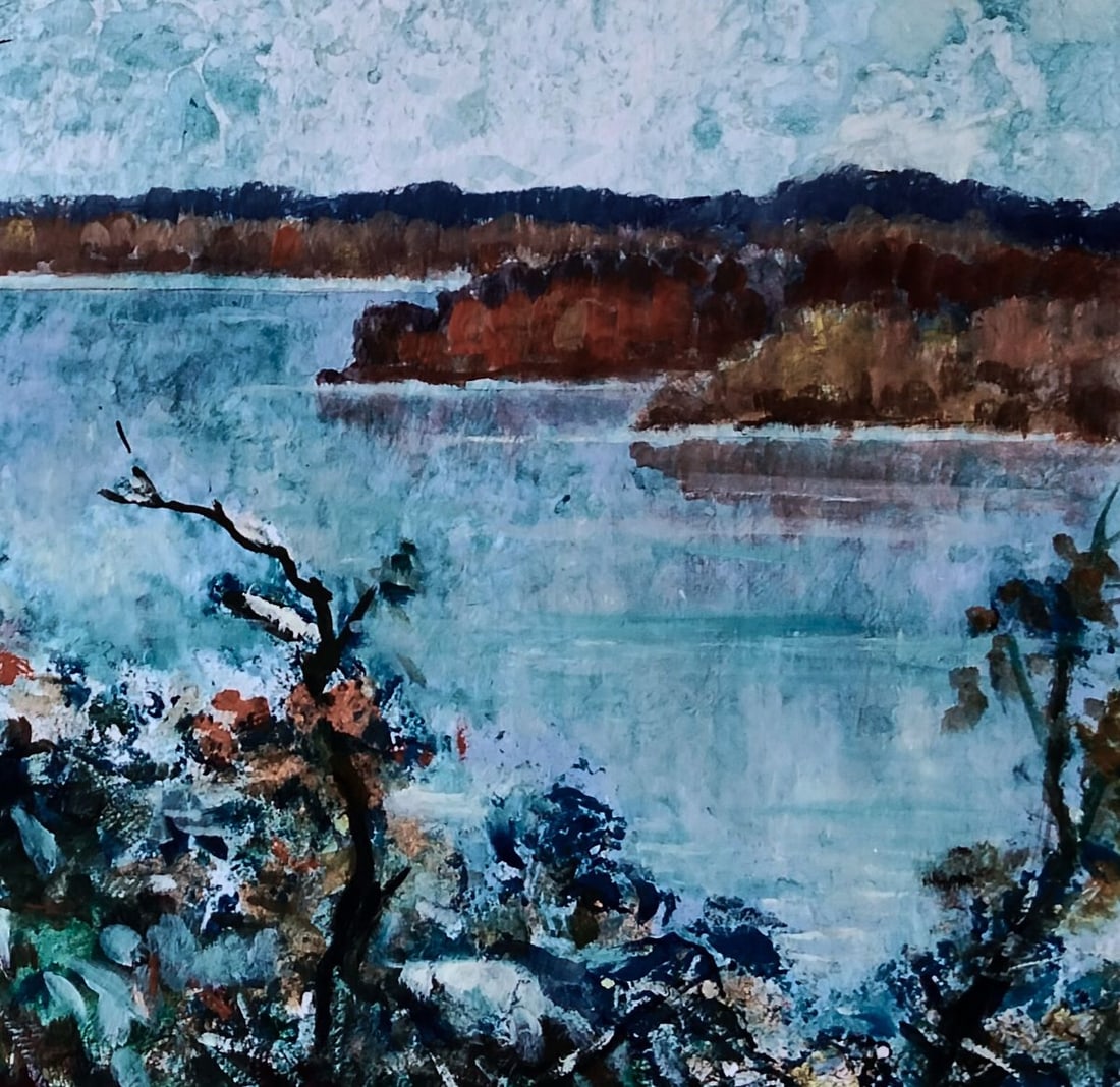 Oil painting River winding through walking field Vitaly Duhnevich - 5