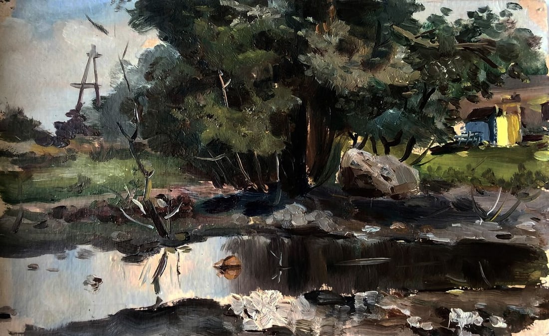 Oil painting Evening by the river Vitaly Duhnevich (1 of 5)