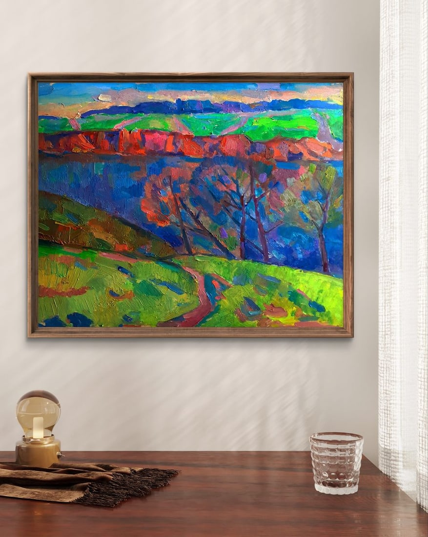 Oil painting Autumn silence on the shore Pavel Dobrev - 2