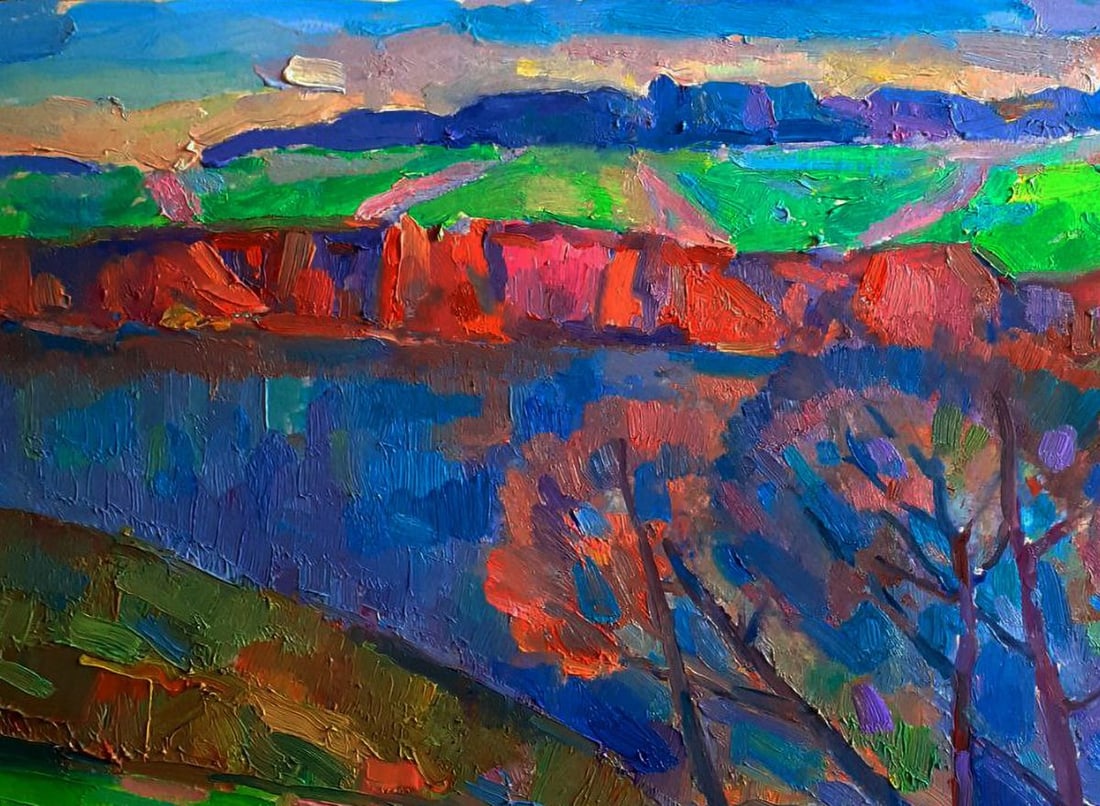 Oil painting Autumn silence on the shore Pavel Dobrev - 4