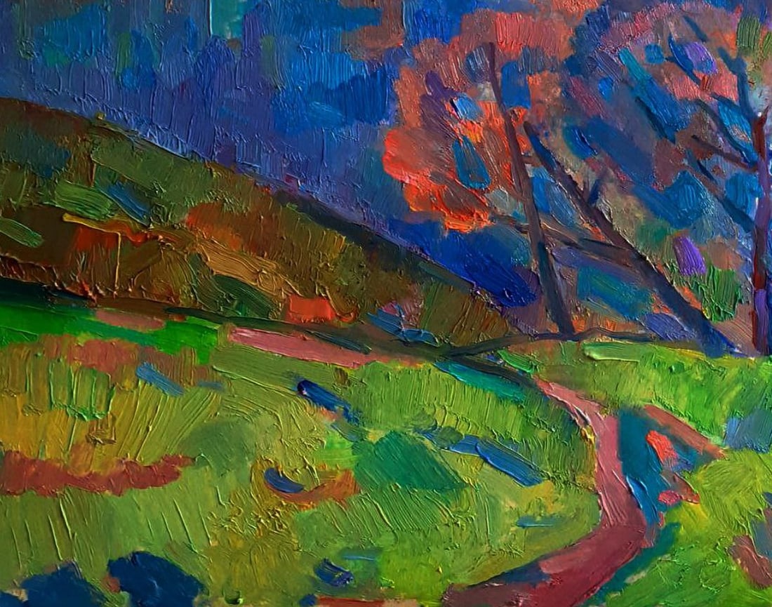 Oil painting Autumn silence on the shore Pavel Dobrev - 7