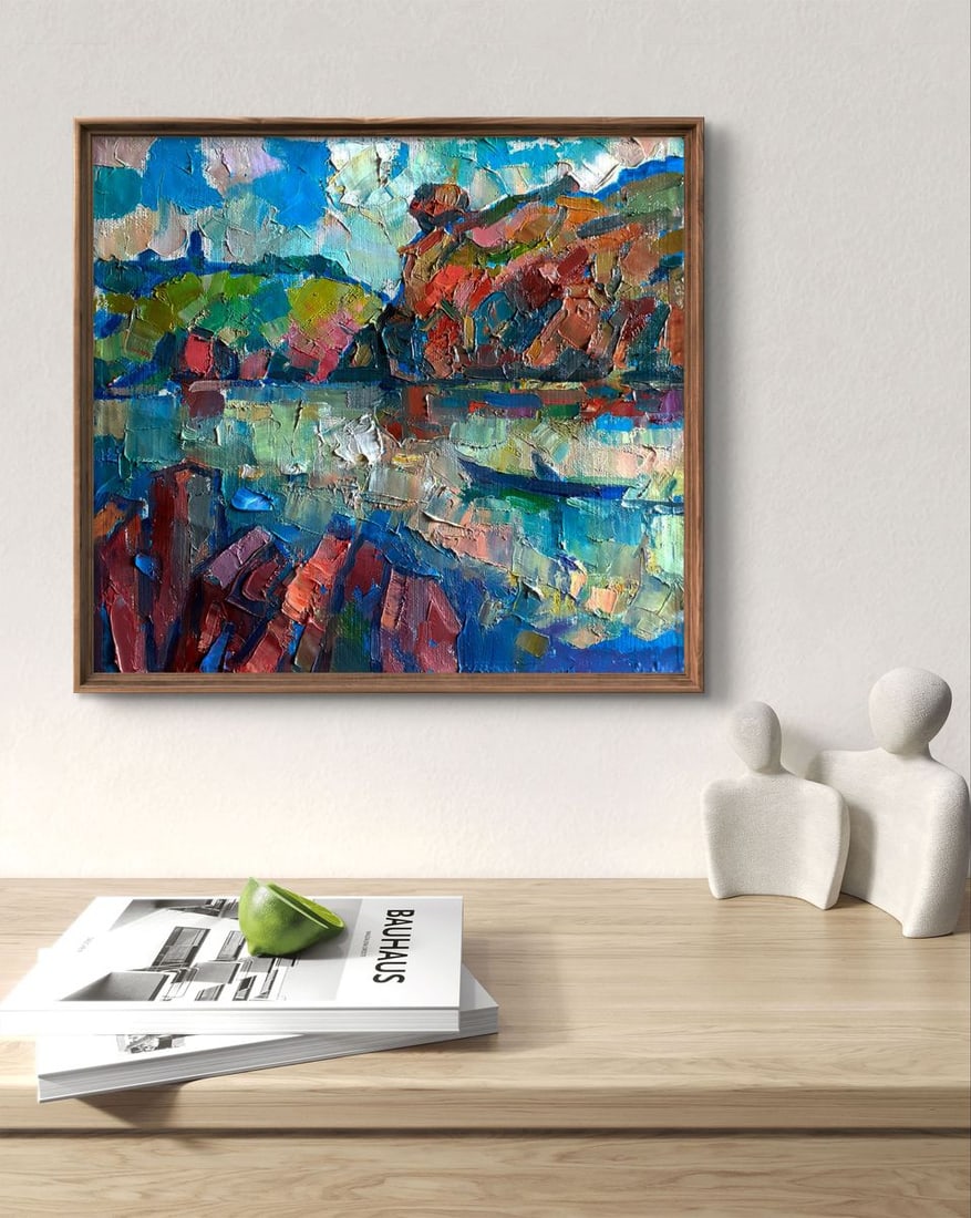 Oil painting Rocky river bank Pavel Dobrev - 3