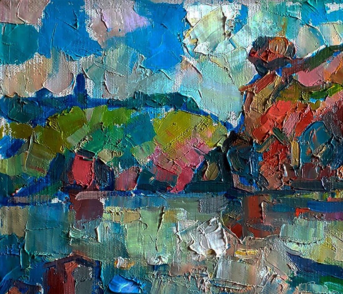 Oil painting Rocky river bank Pavel Dobrev - 4