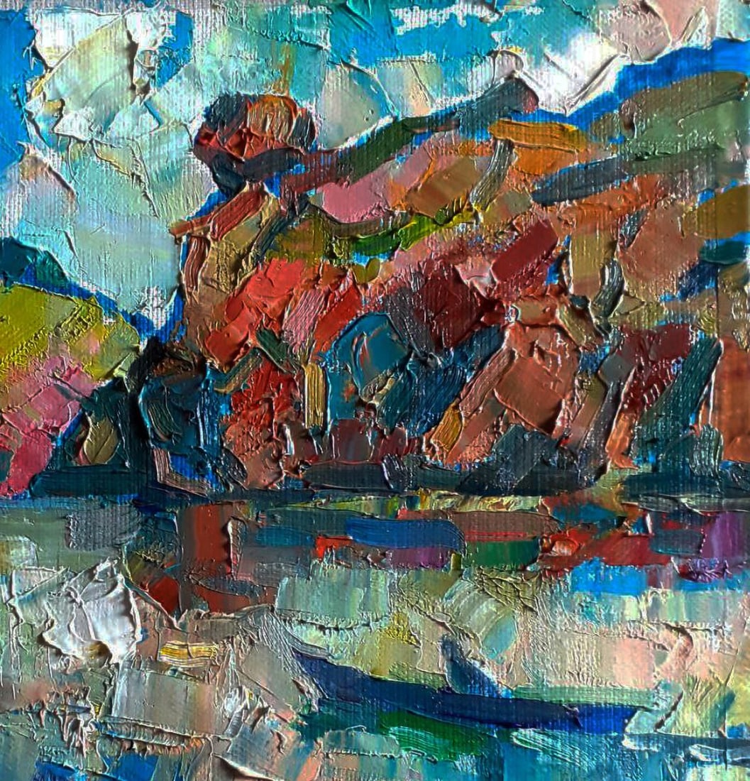 Oil painting Rocky river bank Pavel Dobrev - 5
