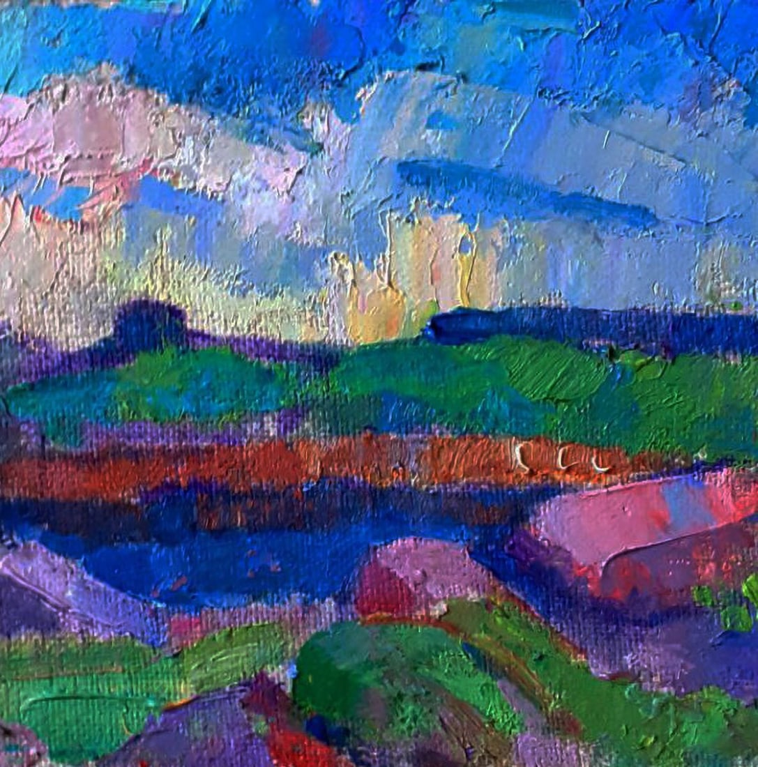 Oil painting River and sunset over the meadows Pavel Dobrev - 4