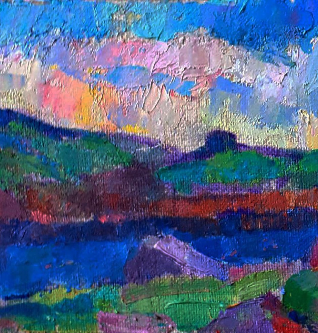 Oil painting River and sunset over the meadows Pavel Dobrev - 6