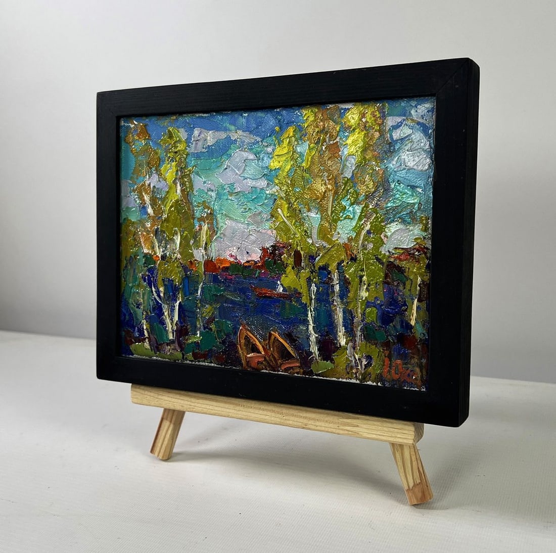 Oil painting The first leaves reflected in the water Oksana Ivanyuk - 2