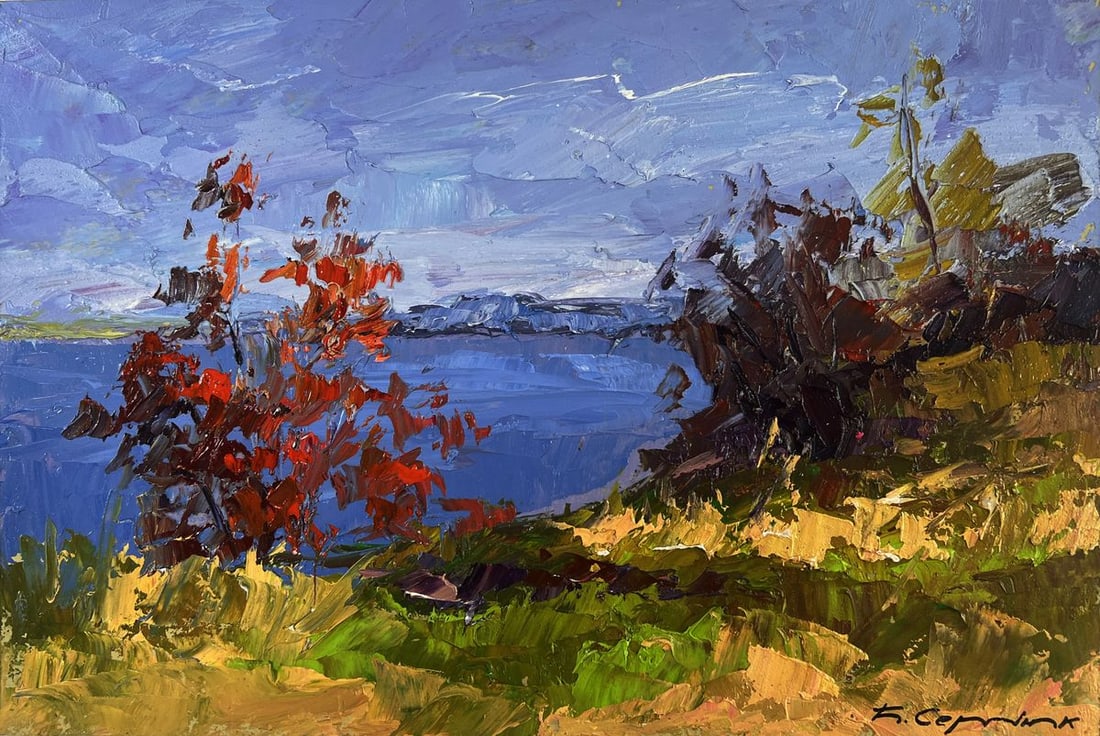 Oil painting Golden trees and the blue horizon Boris Serdyuk - 3