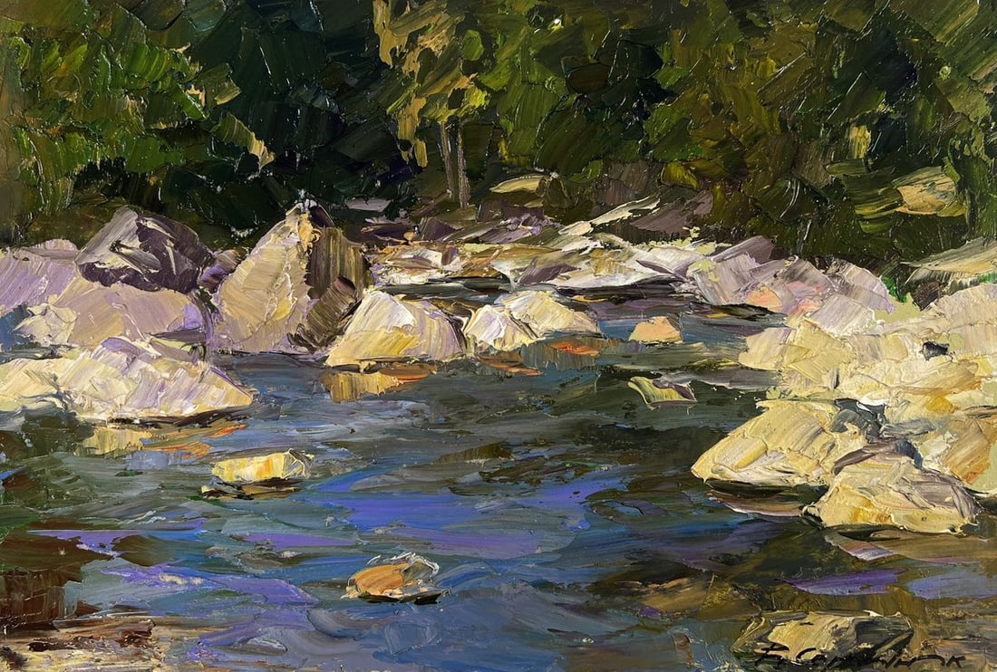 Oil painting Silent whispers between green shores Boris Serdyuk - 3