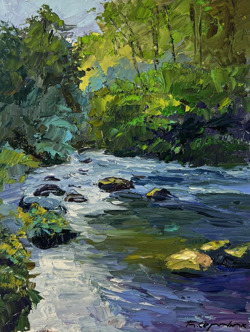 Oil painting Crystal water among rocky giants Boris Serdyuk - 3