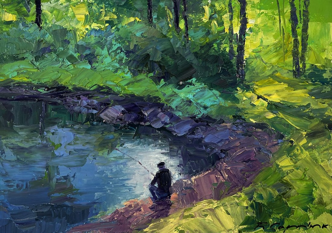 Oil painting Quiet morning by the river Boris Serdyuk - 3