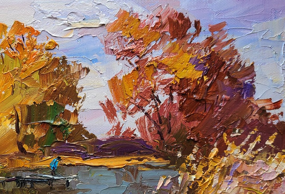 Oil painting On the autumn river Boris Serdyuk - 5