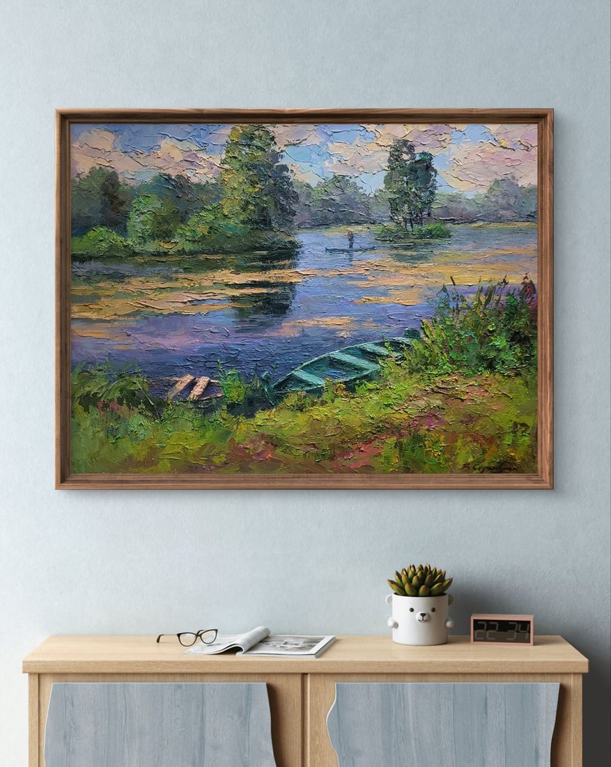 Oil painting Boat on the pond Boris Serdyuk - 2
