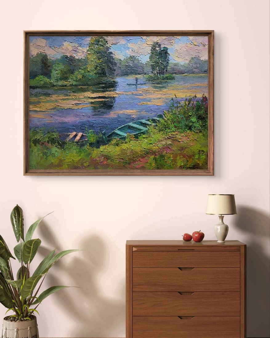 Oil painting Boat on the pond Boris Serdyuk - 3