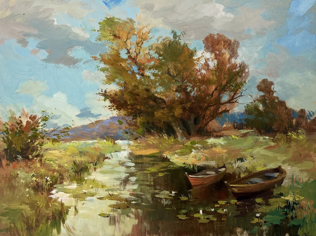Oil painting A moment of silence by the river Yuriy Suprunchuk - 3