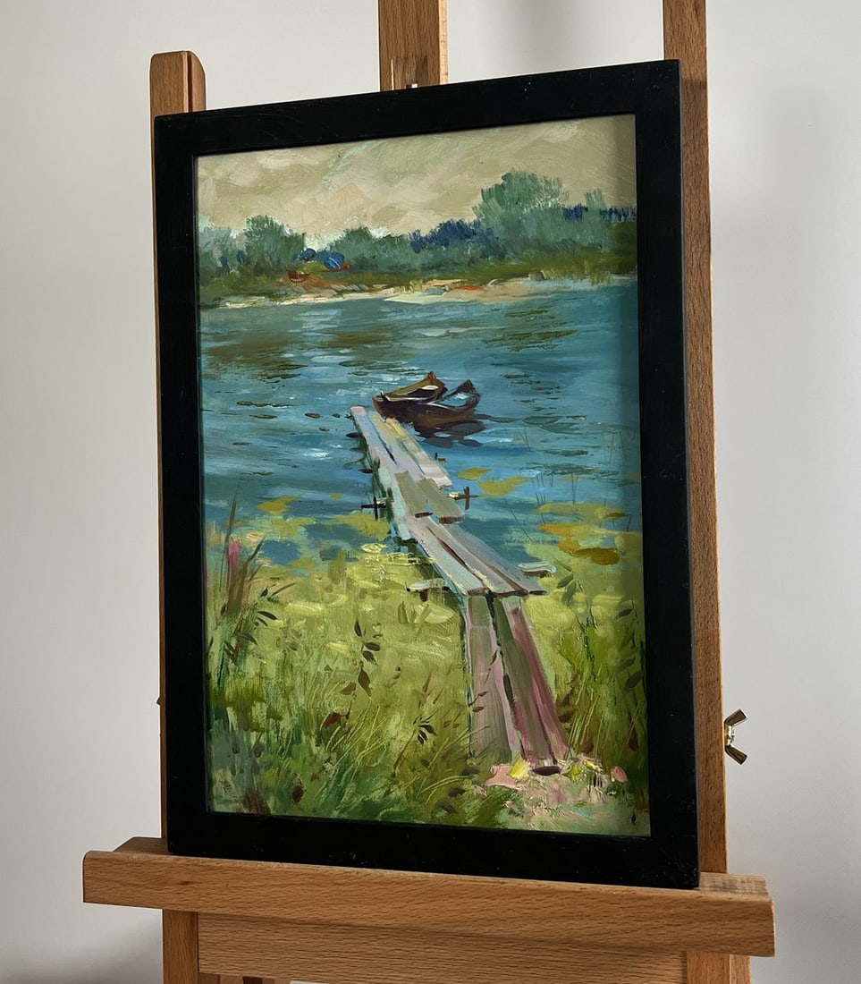 Oil painting Boats at rest by the river Yuriy Suprunchuk - 2