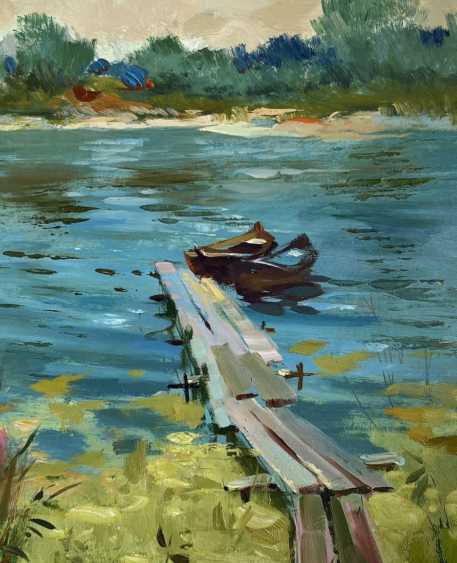 Oil painting Boats at rest by the river Yuriy Suprunchuk - 9